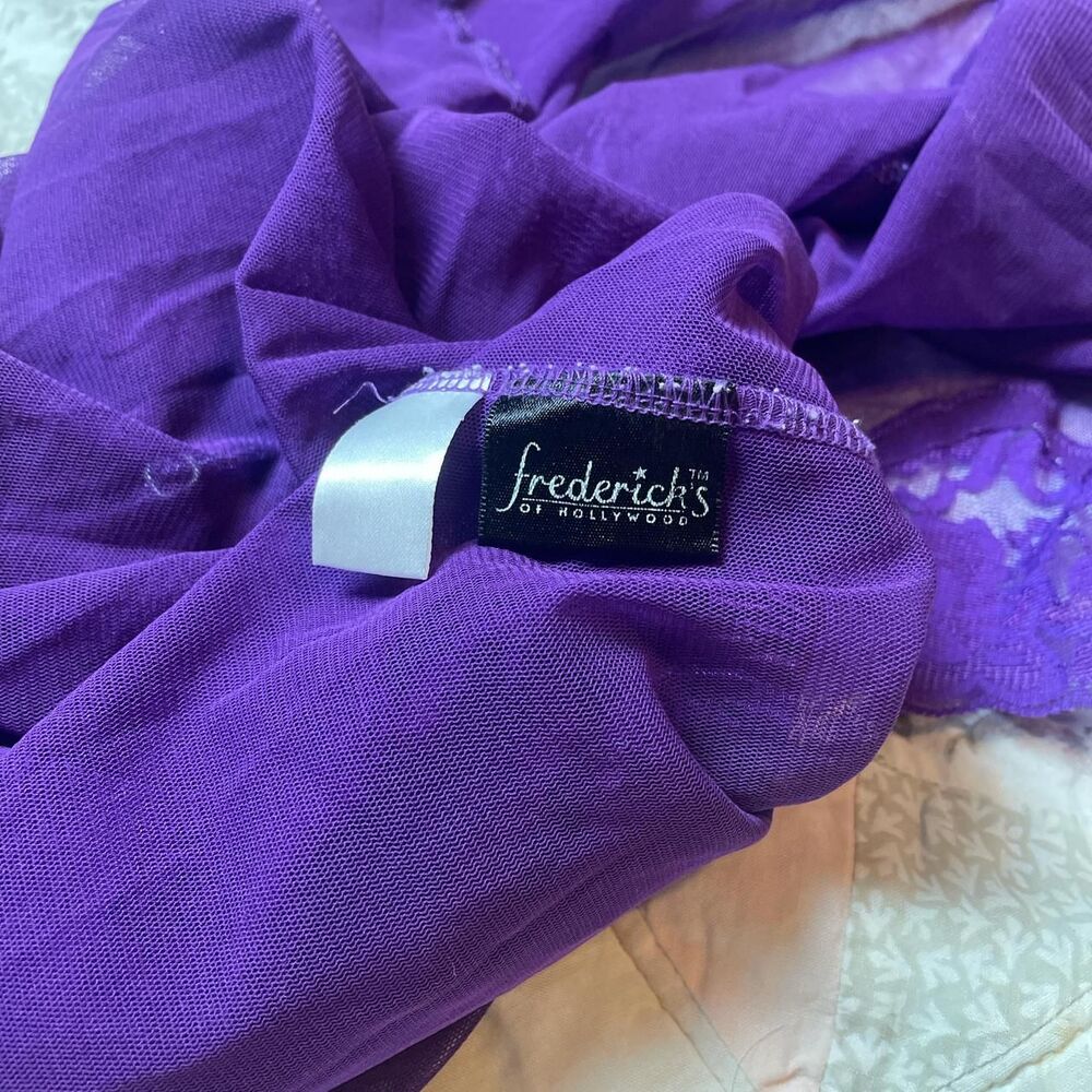 frederick’s of hollywood royal purple floral lace fairy cami slip dress large - Picture 6 of 7